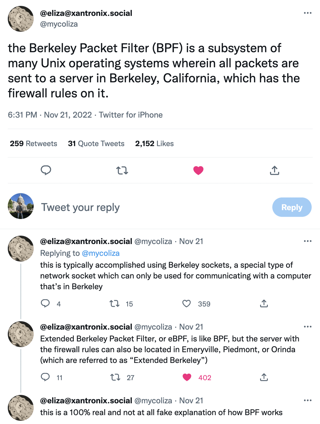 the Berkeley Packet Filter (BPF) is a subsystem of many Unix operating systems wherein all packets are sent to a server in Berkeley, California, which has the firewall rules on it.